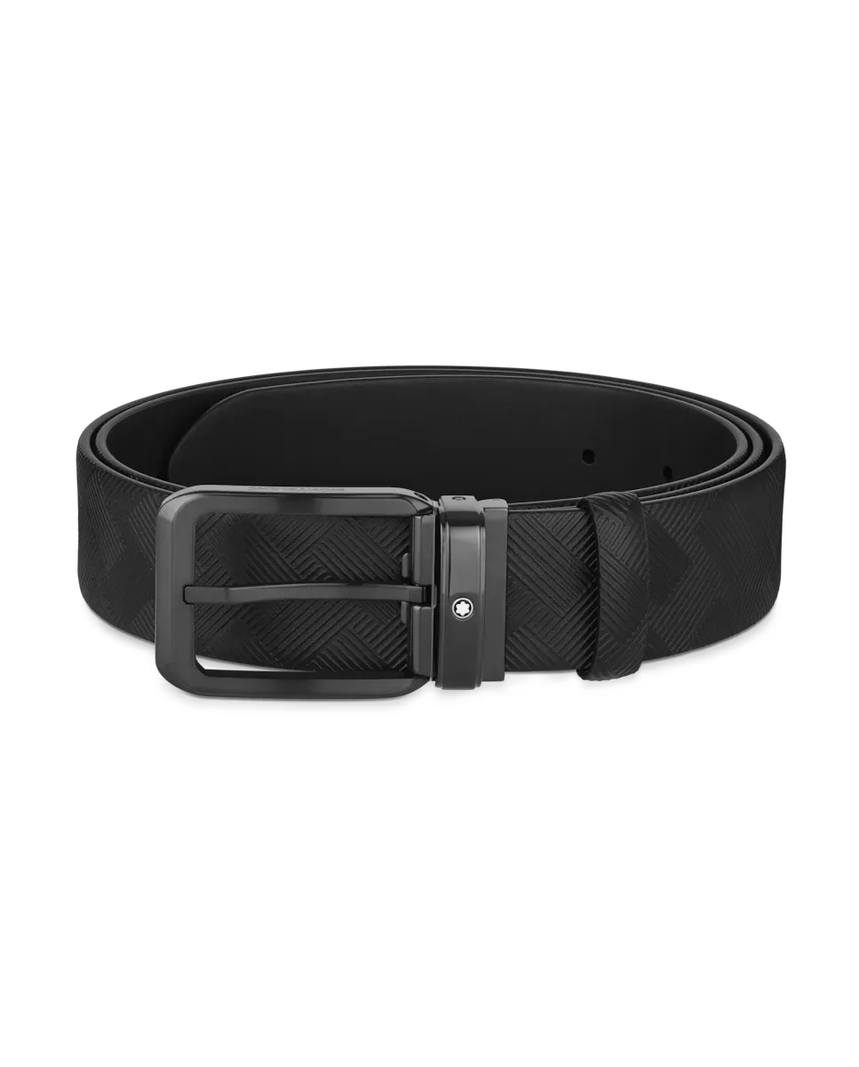

Мужской черный кожаный ремень Montblanc, черный