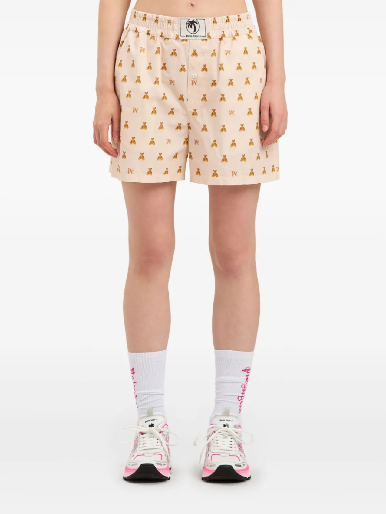 Palm Angels шорты Mini Bear Monogram, розовый — фото 3