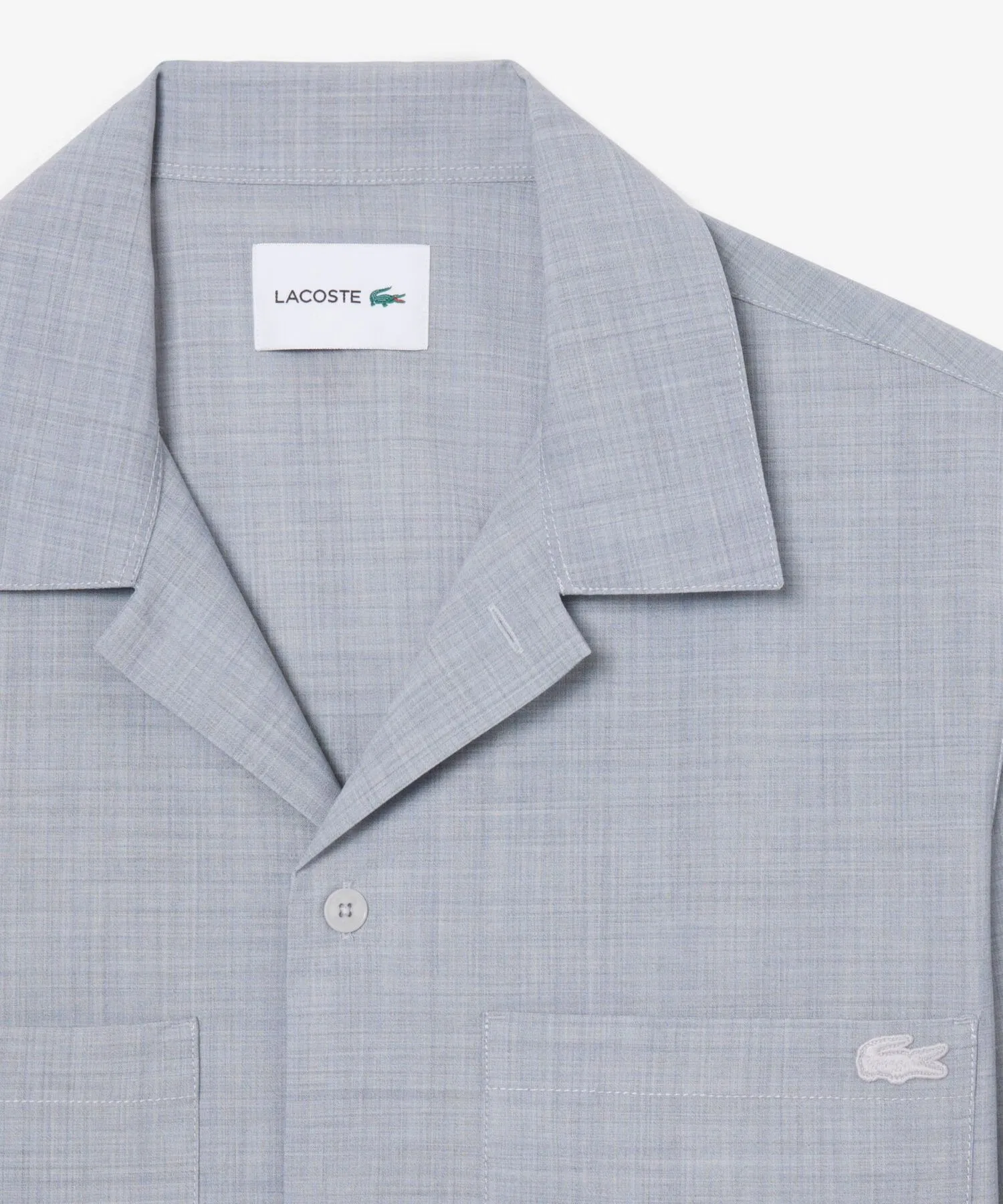 Унисекс рубашка-жакет оверсайз из шерсти LACOSTE CH6231-10 серая — фото 3