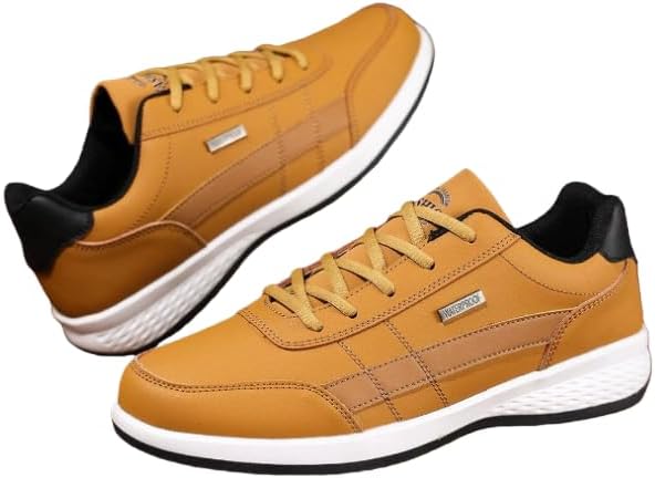 

Мужские ортопедические кроссовки на шнуровке, удобные для широкой стопы и пятки, дышащие, противоскользящие, низкие прогулочные кроссовки Hhhchpm, желтый