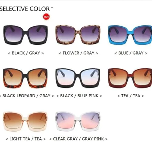 

Модные солнцезащитные очки большого размера 2027 года для женщин, винтажные квадратные солнцезащитные очки, женские солнцезащитные очки MTZJH, Black Gradient Gray