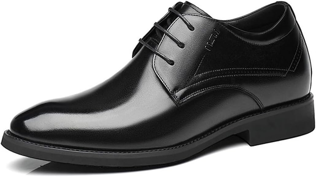 

Мужские классические оксфорды VIBLiSS из кожи с увеличением роста, шнуровка, классические деловые туфли с противоскользящей подошвой для офиса и свадьбы, черный