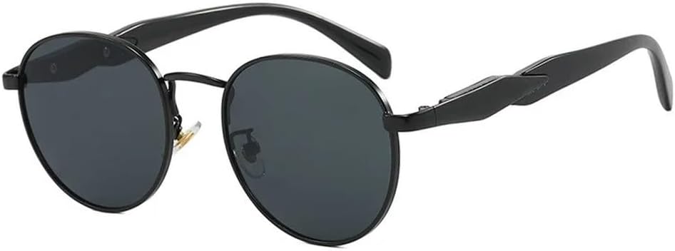 

Винтажные круглые металлические солнцезащитные очки для женщин, модные ретро-очки для женщин, стильные очки для мужчин с защитой от УФ-излучения UV400 HYYZZC, Black Gray