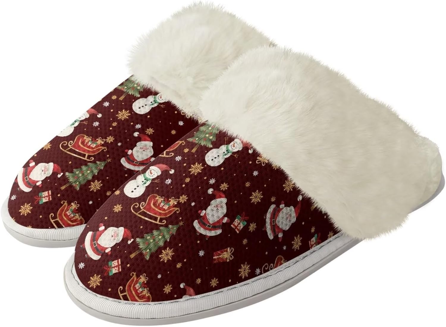 

Зимние рождественские спа-тапочки Drnuikhe, домашние тапочки из пены с эффектом памяти, обувь для дома и улицы, размер L, для мужчин и женщин, Sleigh Santa Claus