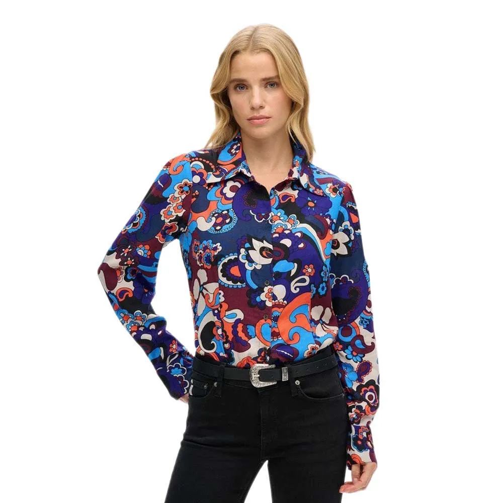 

Рубашка с длинным рукавом Superdry Printed Fittede 70´S, синий