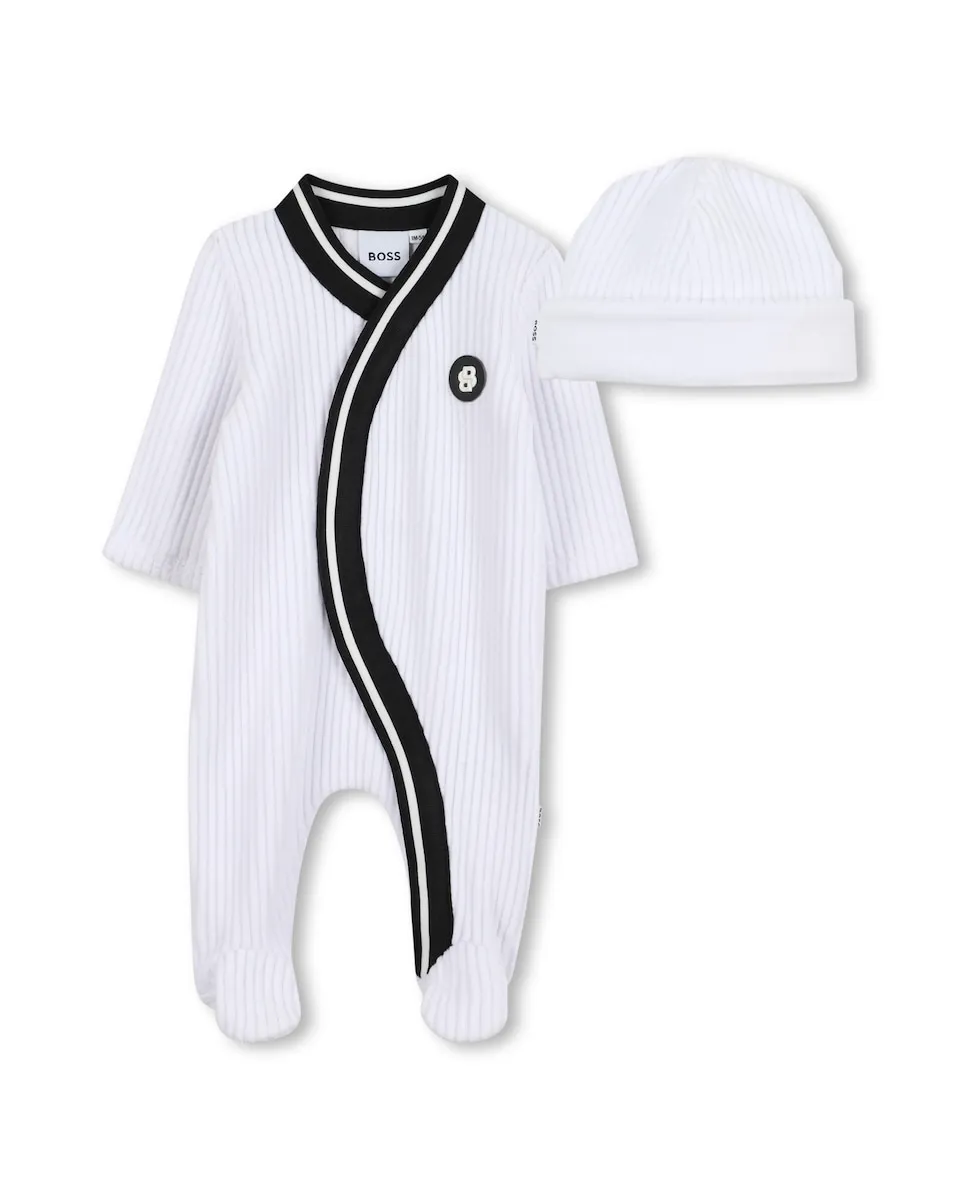

Детский комплект пижама с подходящей шапочкой BOSS Kidswear, белый