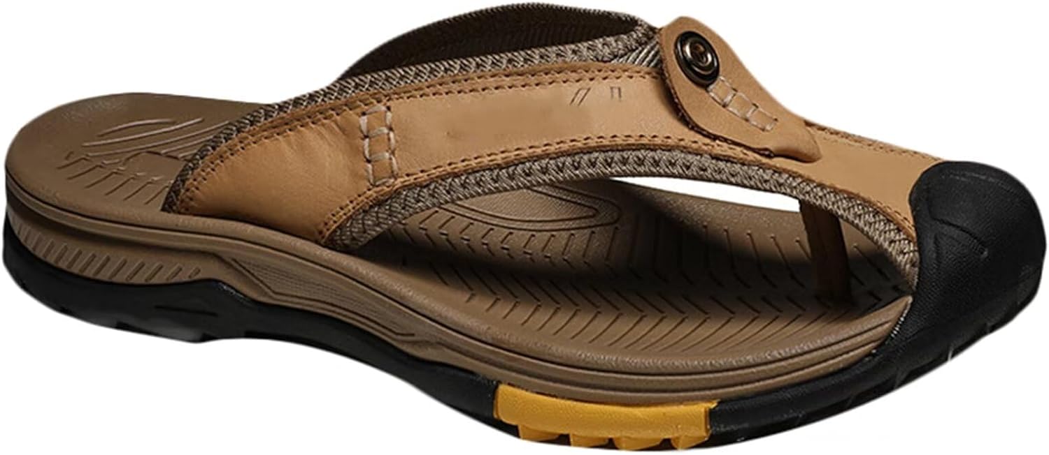 

Кожаные мужские шлепанцы Летние повседневные пляжные сандалии Нескользящие с закрытым носком Для прогулок и походов Пляжные тапки Hnvavq, F