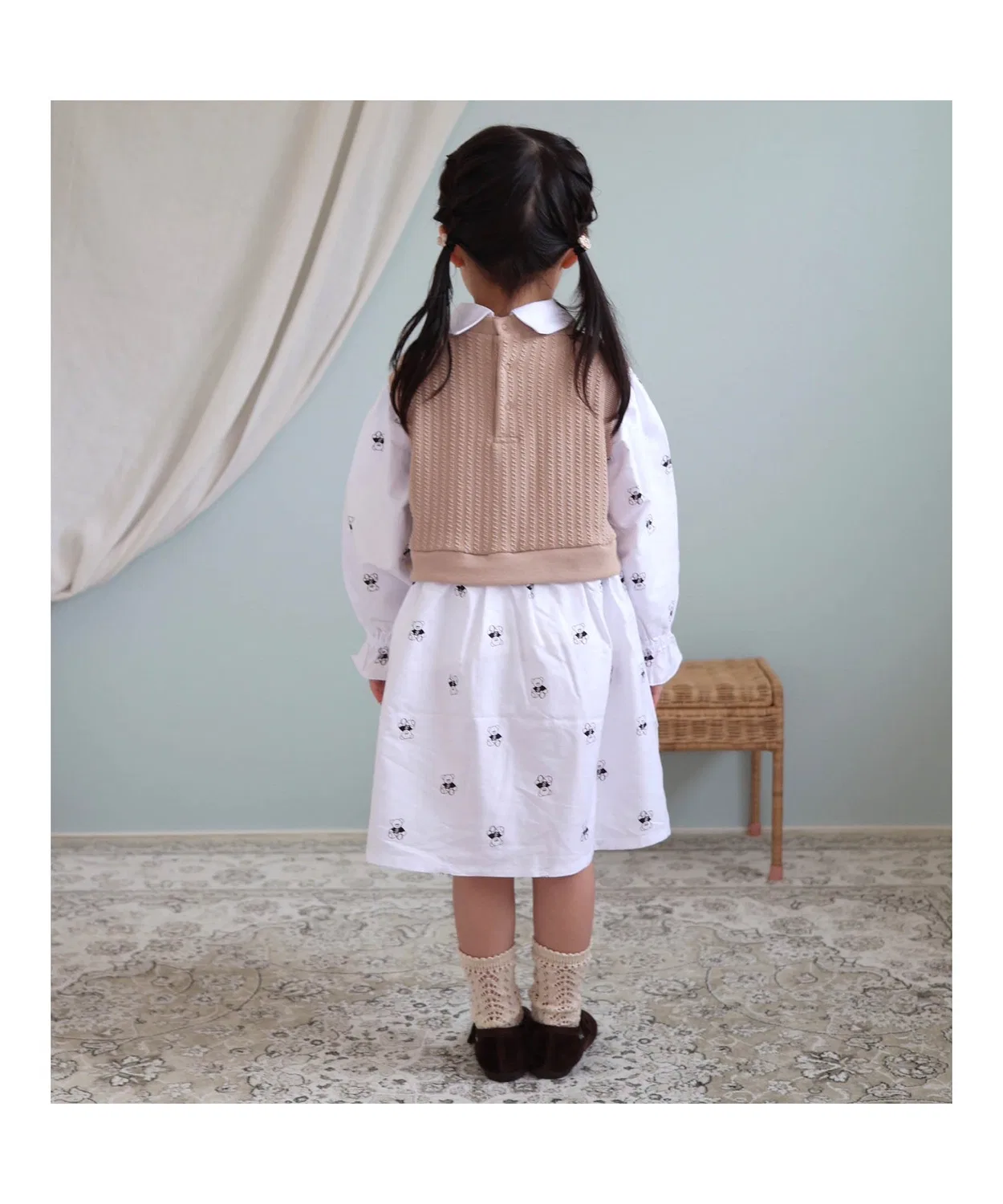 Детское платье apres les cours tiny bear с вязаным жилетом — фото 3