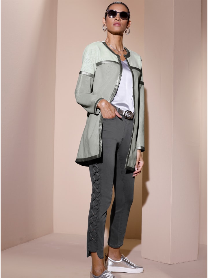 

Mainpol Блейзер из искусственной кожи цвета лаймовой мяты - нежно-мятный