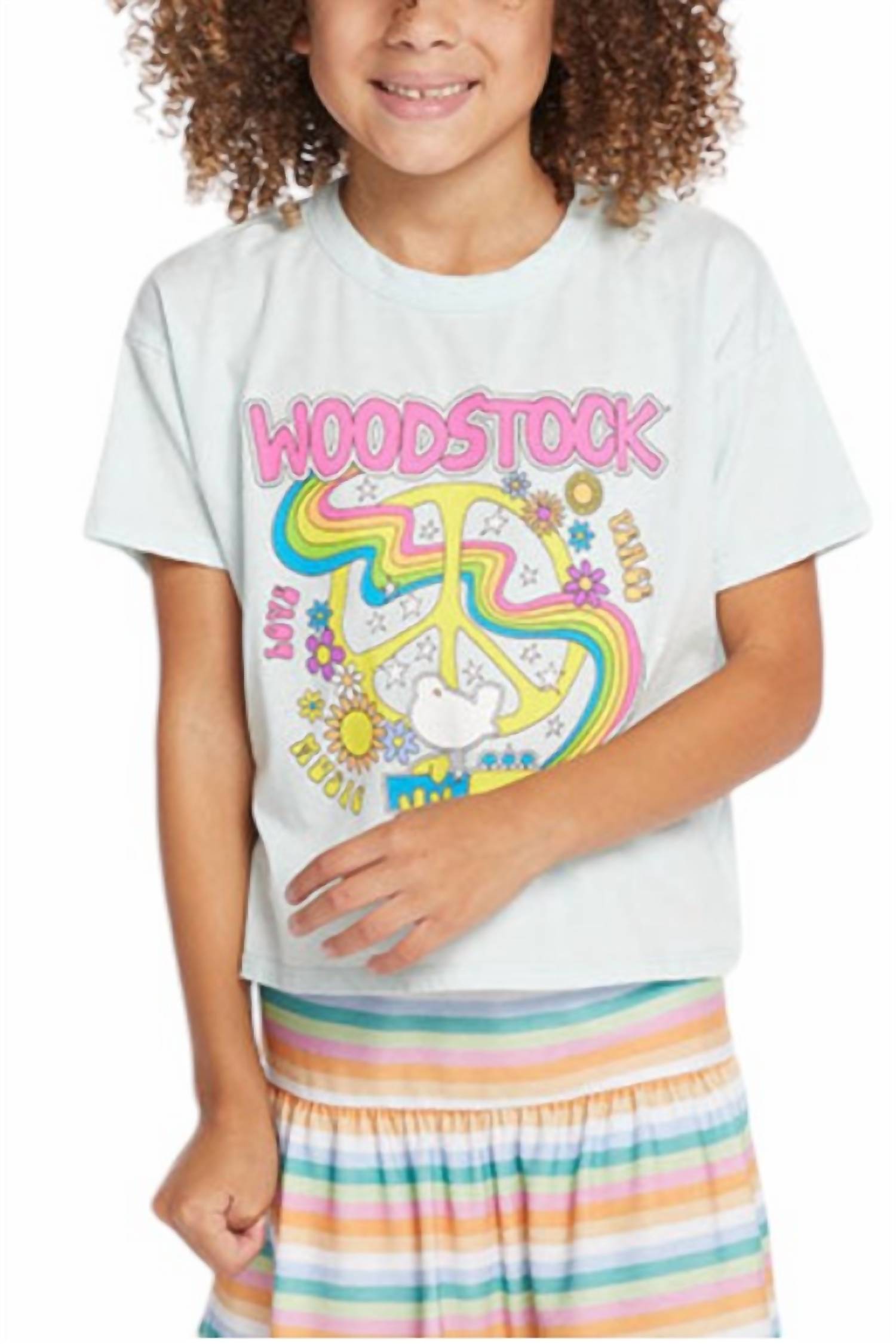 

Футболка Woodstock для девочек, светло-голубого цвета Chaser