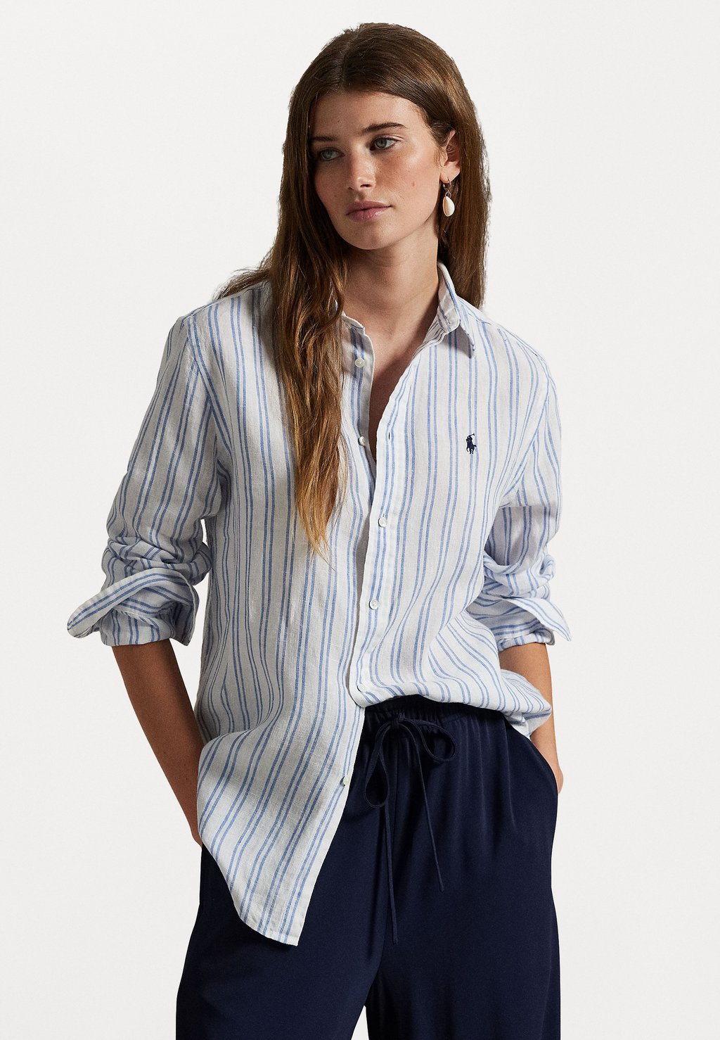 

Блуза CLASSIC FIT STRIPED LINEN SHIRT Polo Ralph Lauren, синий