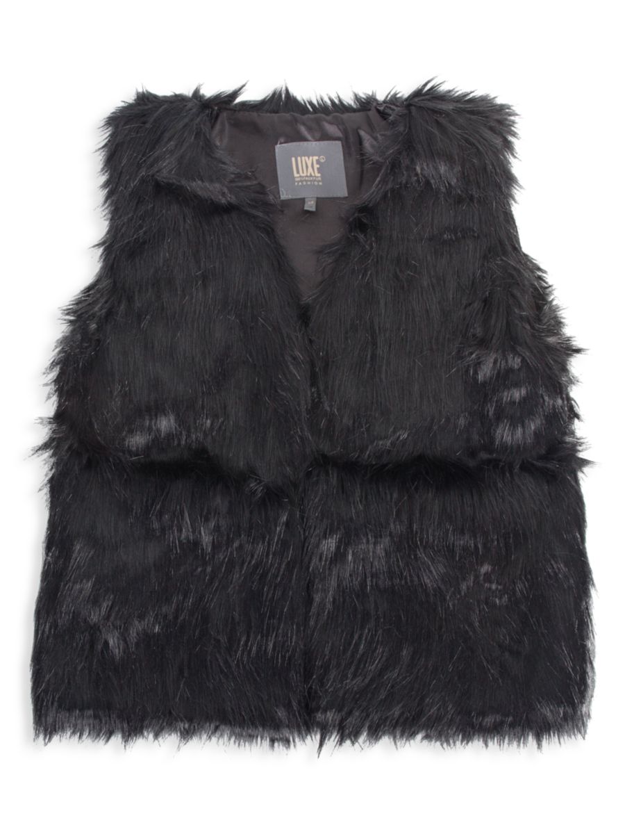 

Жилет из искусственного меха с открытым передом Luxe Faux Fur, черный