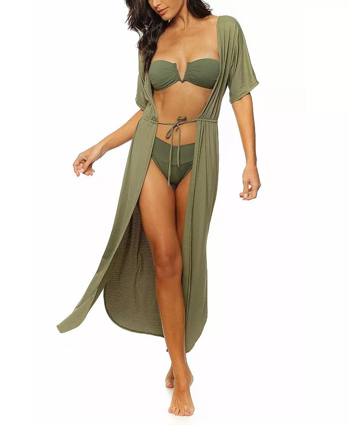 

Женский длинный кимоно-кардиган с запахом Guria Beachwear, зеленый