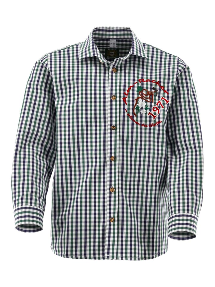 

Детская традиционная рубашка Ковида оливкового цвета OS-Trachten