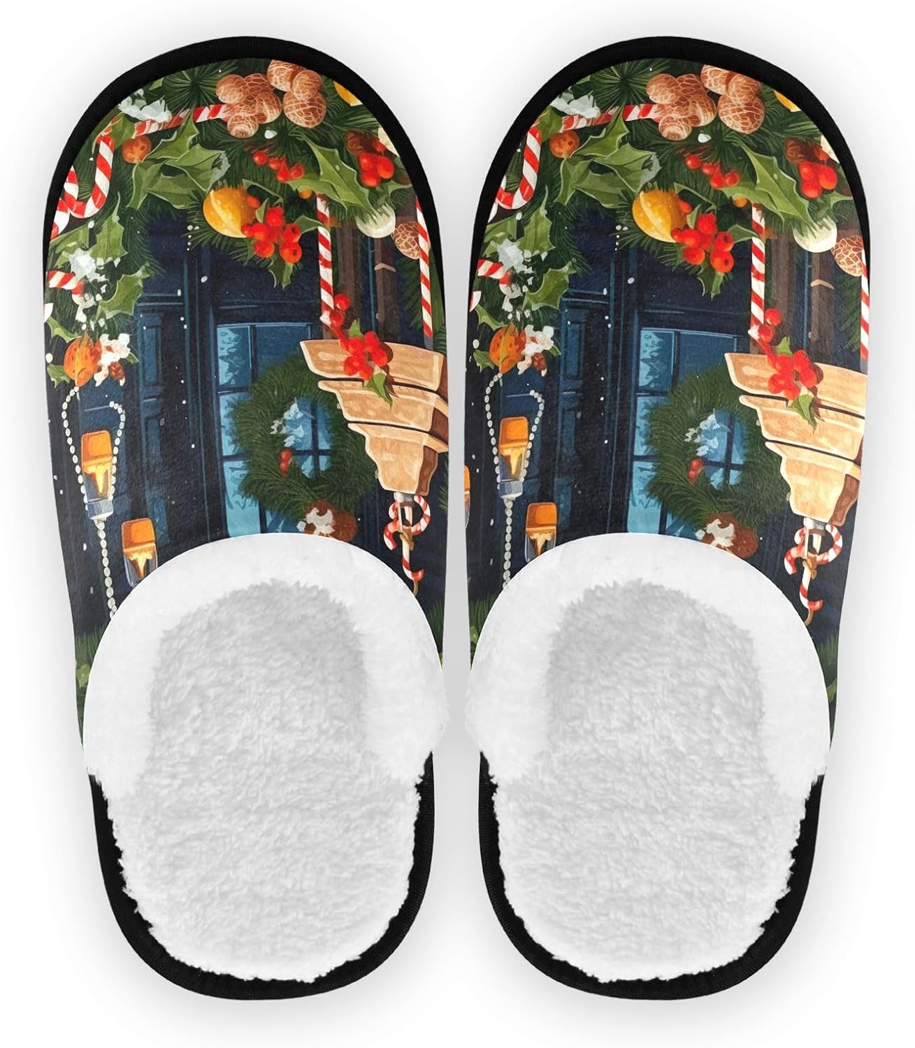 

Рождественские домашние тапочки UMIRIKO для женщин и мужчин, моющиеся, противоскользящие, с сумкой для хранения для путешествий и спа 20848391, Christmas