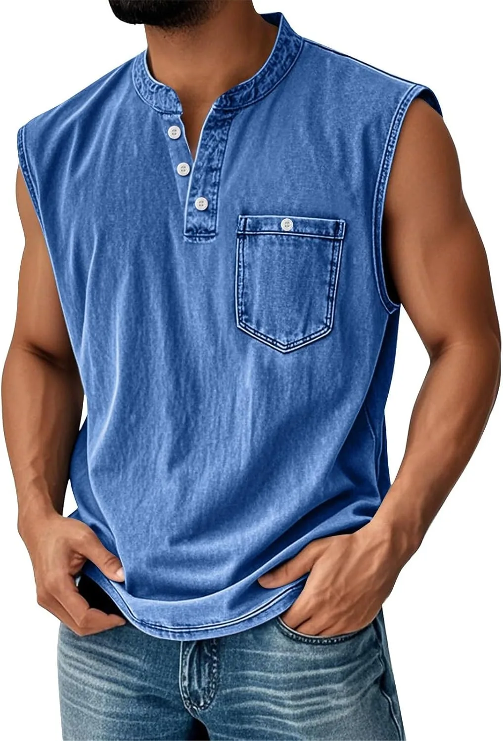 

Мужская футболка-поло Big and Tall летняя безрукавная Casual Distressed Muscle Relaxed Fit