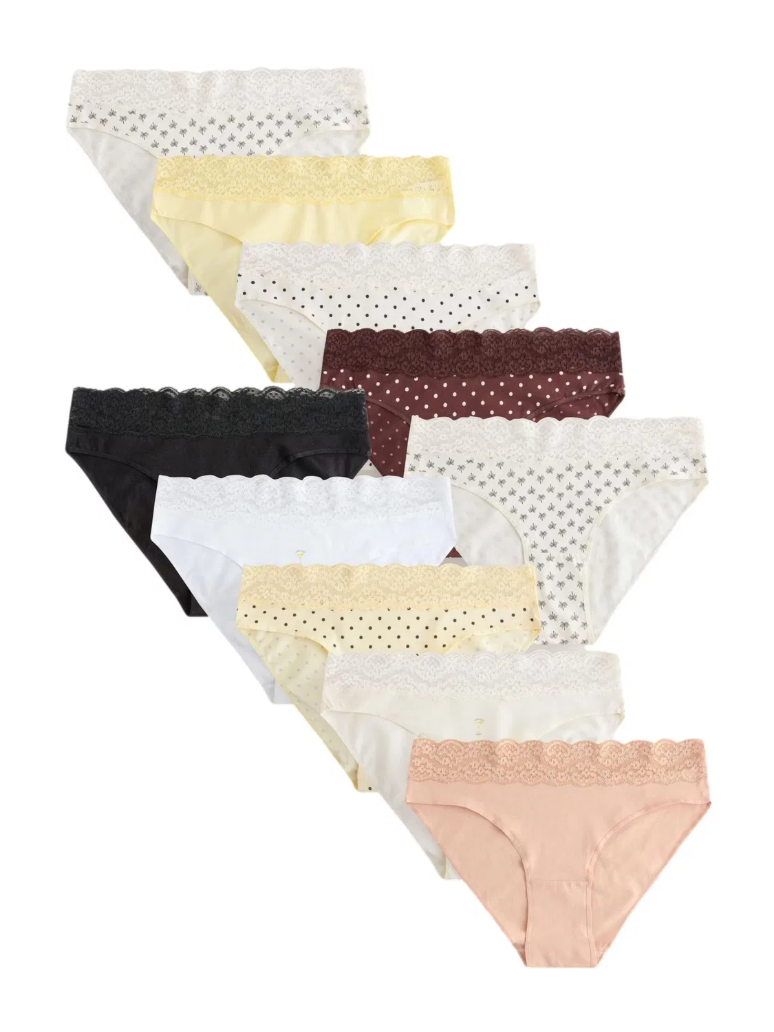 Трусы Next, Cream/Light Yellow/Apricot/Dark Red/Black/White