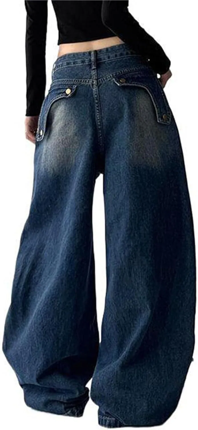 Джинсы Y2K Star Barrel Vintage Wide Leg, Черный — фото 4