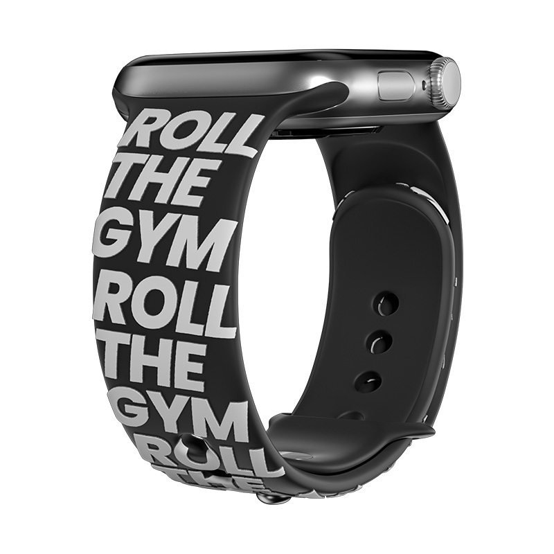 

Biaodaige Часы Strap Apple Compatibility Silicone Material 49mm, GYM is printed all over black and gray