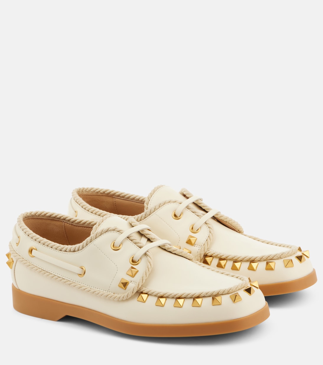 Туфли-лодочки Palm Avenue Rockstud из кожи Valentino Garavani, слоновая кость
