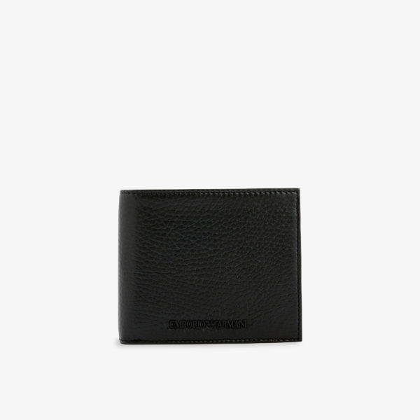 

Клатч-кошелек кожаный Emporio Armani с аппликацией, черный