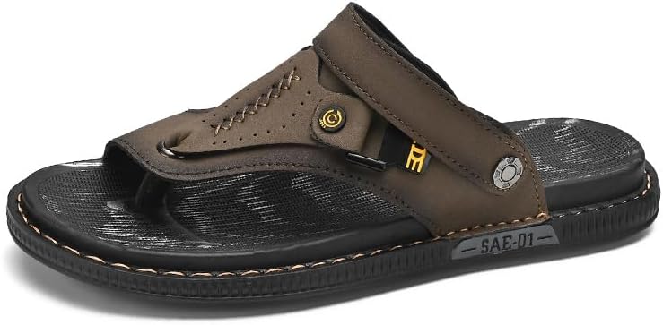 

Мужские пляжные сандалии Ручной работы Рыбацкие регулируемые повседневные прогулочные туфли Tsuukuie, коричневый