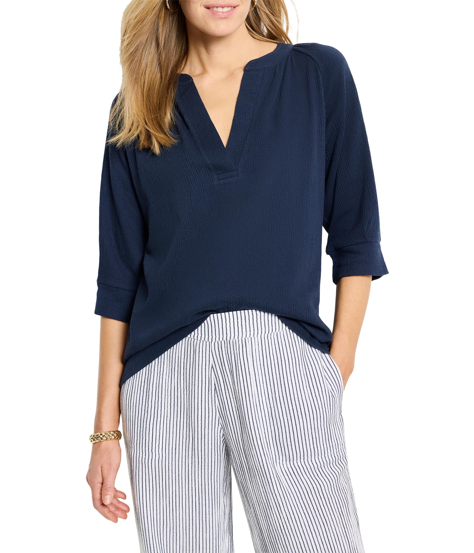 

Топ NIC+ZOE Crinkle Knit Cafe Top, Dark Indigo