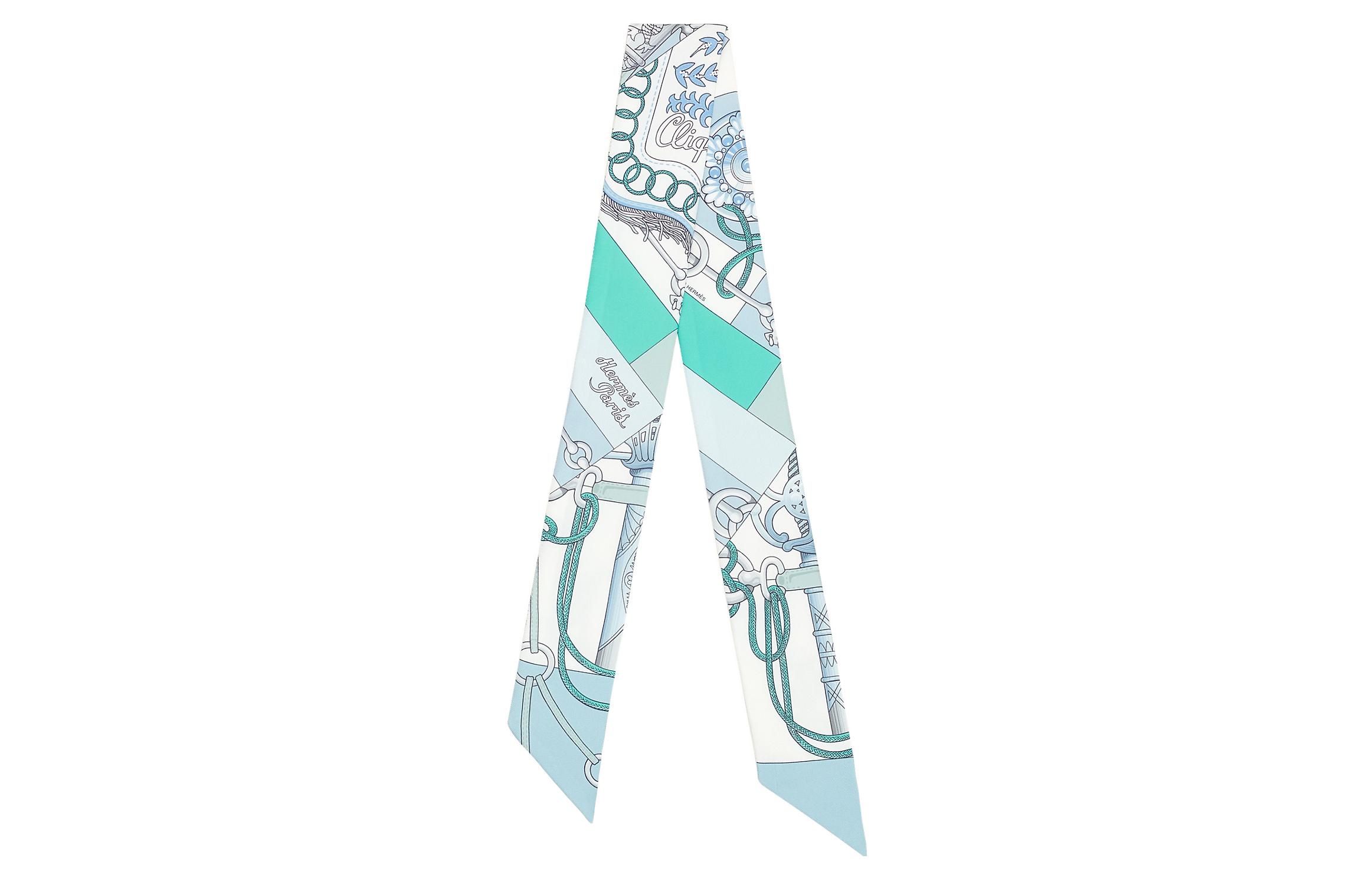 

Шёлковый платок женский синий HERMES