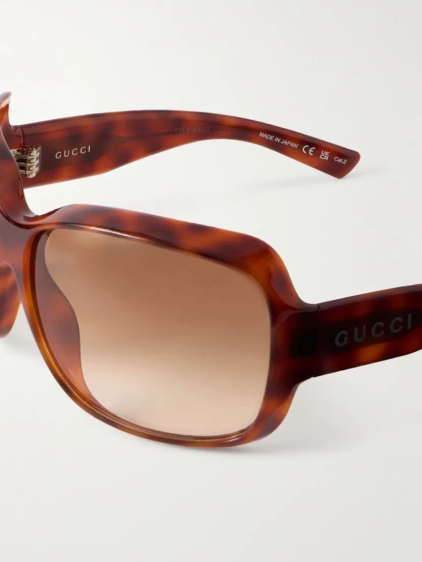 Квадратные черепаховые солнцезащитные очки из ацетата Gucci Eyewear, коричневый — фото 4