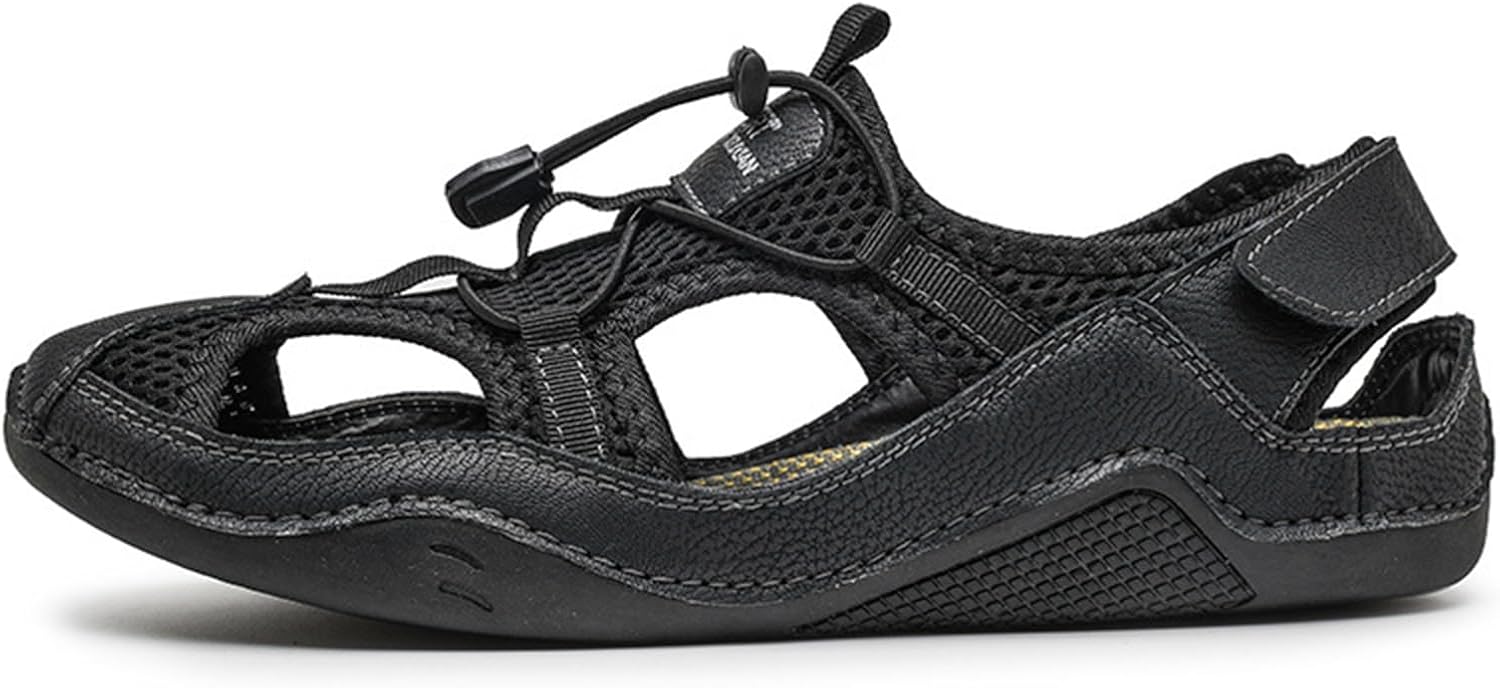 

Мужские летние сандалии NEUUGO с дышащей сеткой, закрытым носком, водонепроницаемые и противоскользящие, для отдыха на пляже и комфортных путешествий, черный