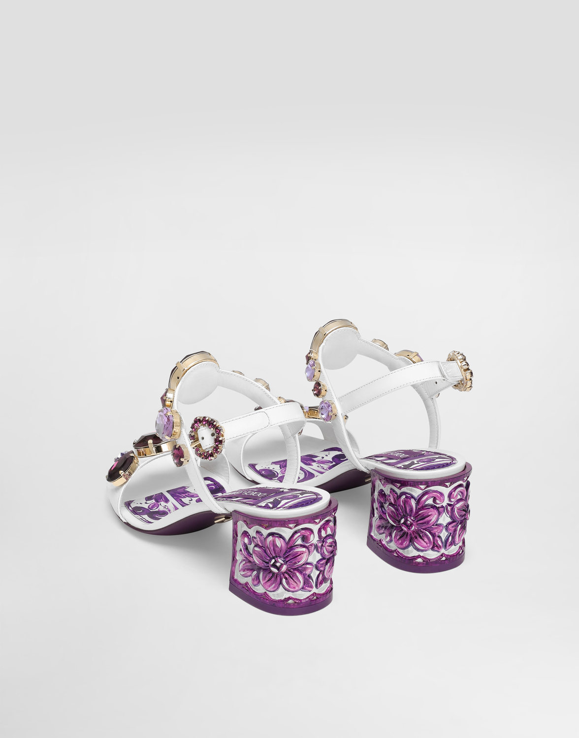 Босоножки из лакированной кожи с вышивкой из драгоценных камней Dolce & Gabbana, мультиколор — фото 3
