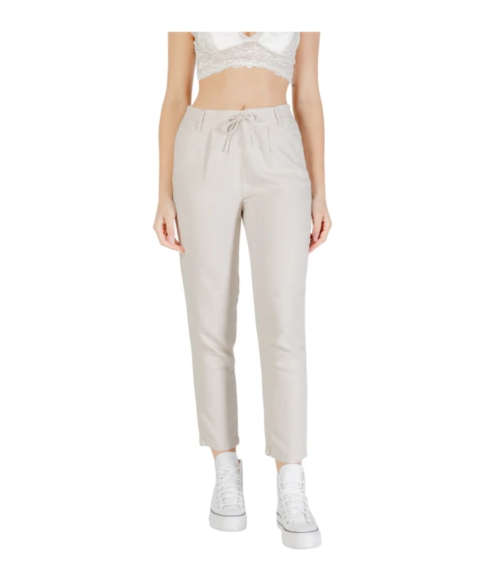 

Бежевые льняные вискозные брюки Only, бежевый