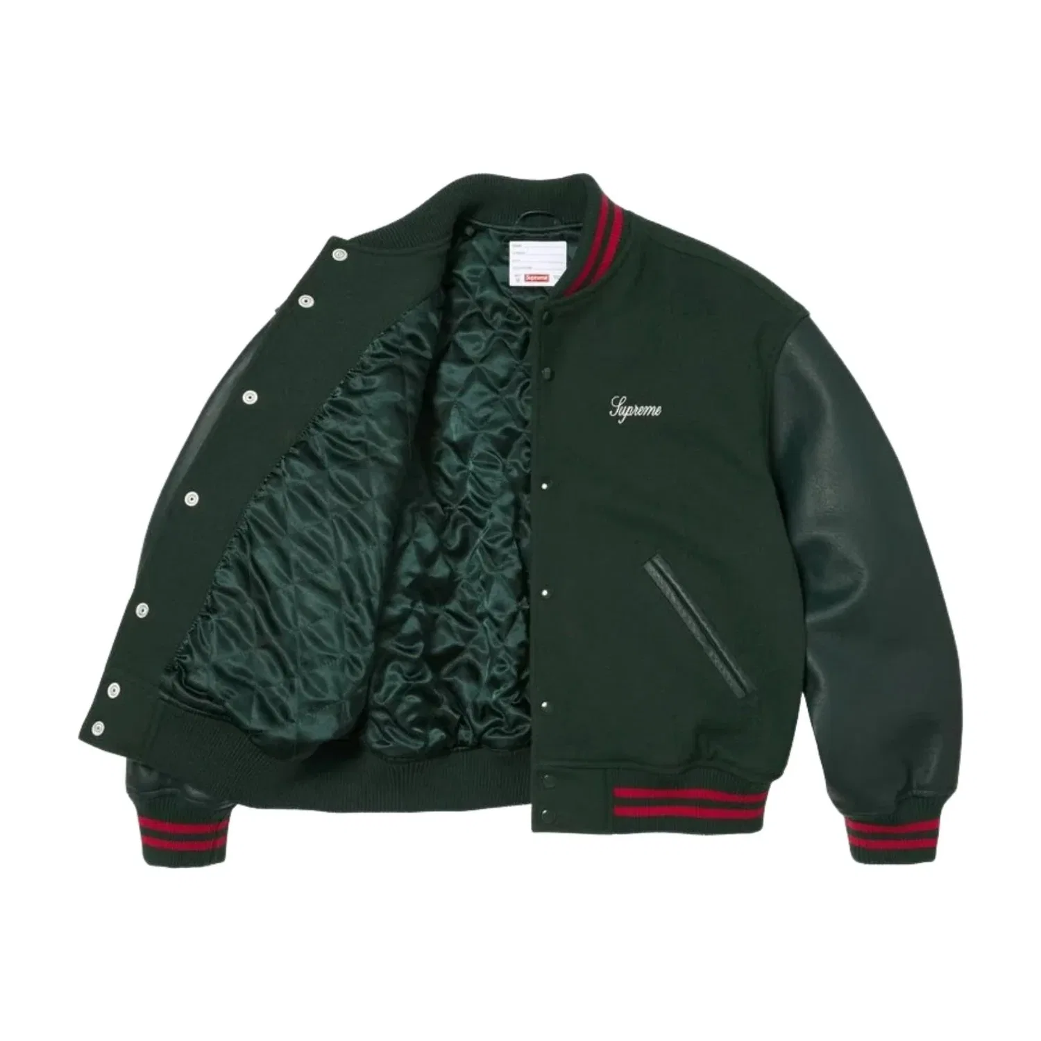 Куртка Supreme SS26 Cross Varsity Jacket 'Dark Green' SUP-SS26-155-GRN, зеленый — фото 3