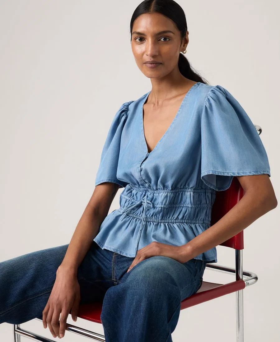 Женская блузка Ryan с V-образным вырезом и короткими рукавами из крепа Levi'S — фото 2
