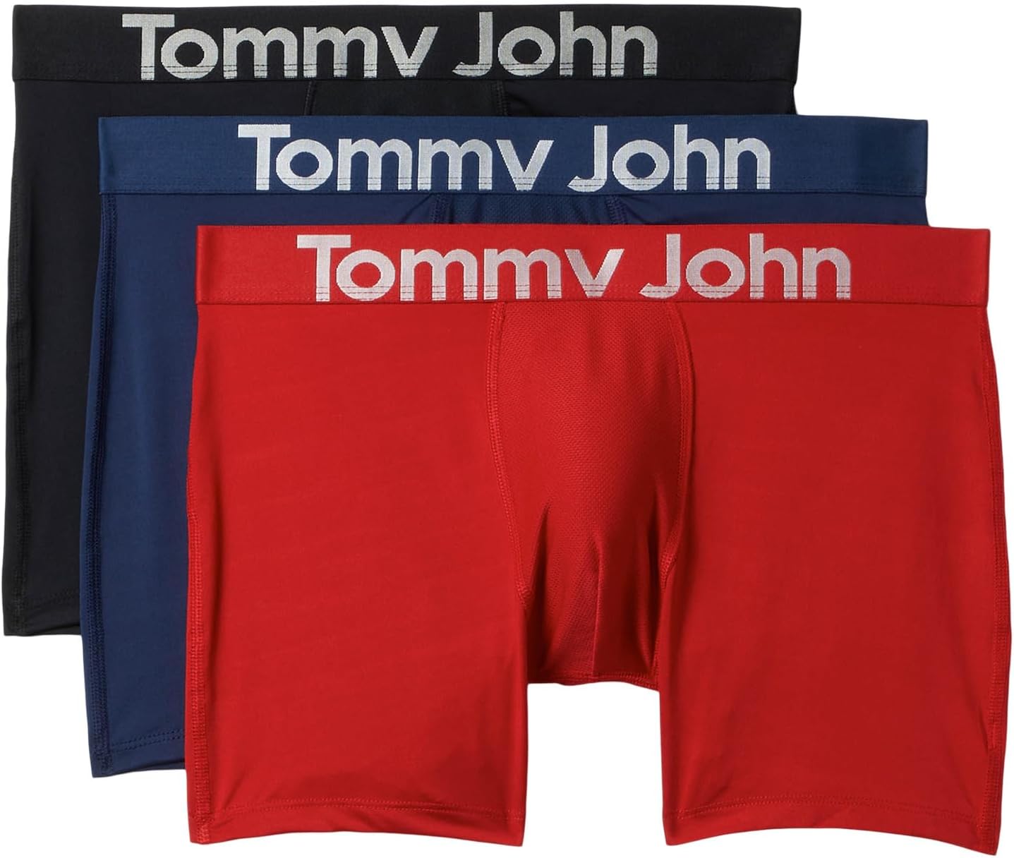 

Боксеры Tommy John 360 Sport Micro 4" Boxer Brief 3-pack, цвет Black, Dress Blues, Haute Red