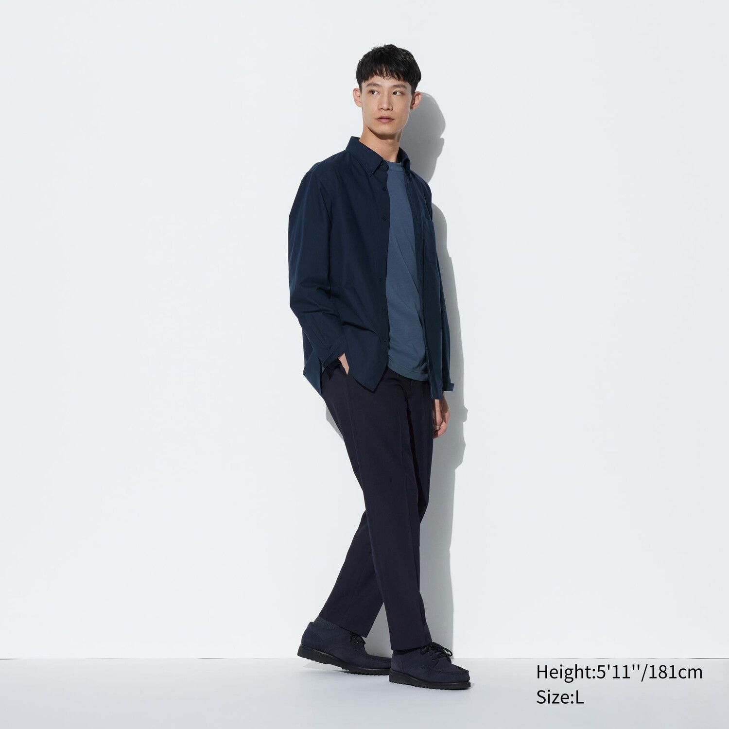 

Умные шерстяные брюки длиной до щиколотки UNIQLO, темно-синий