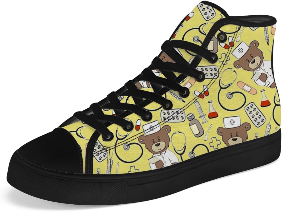 

Мужские и женские высокие кеды Chebing с медвежьим рисунком, сандалии на шнуровке, повседневная обувь, желтый