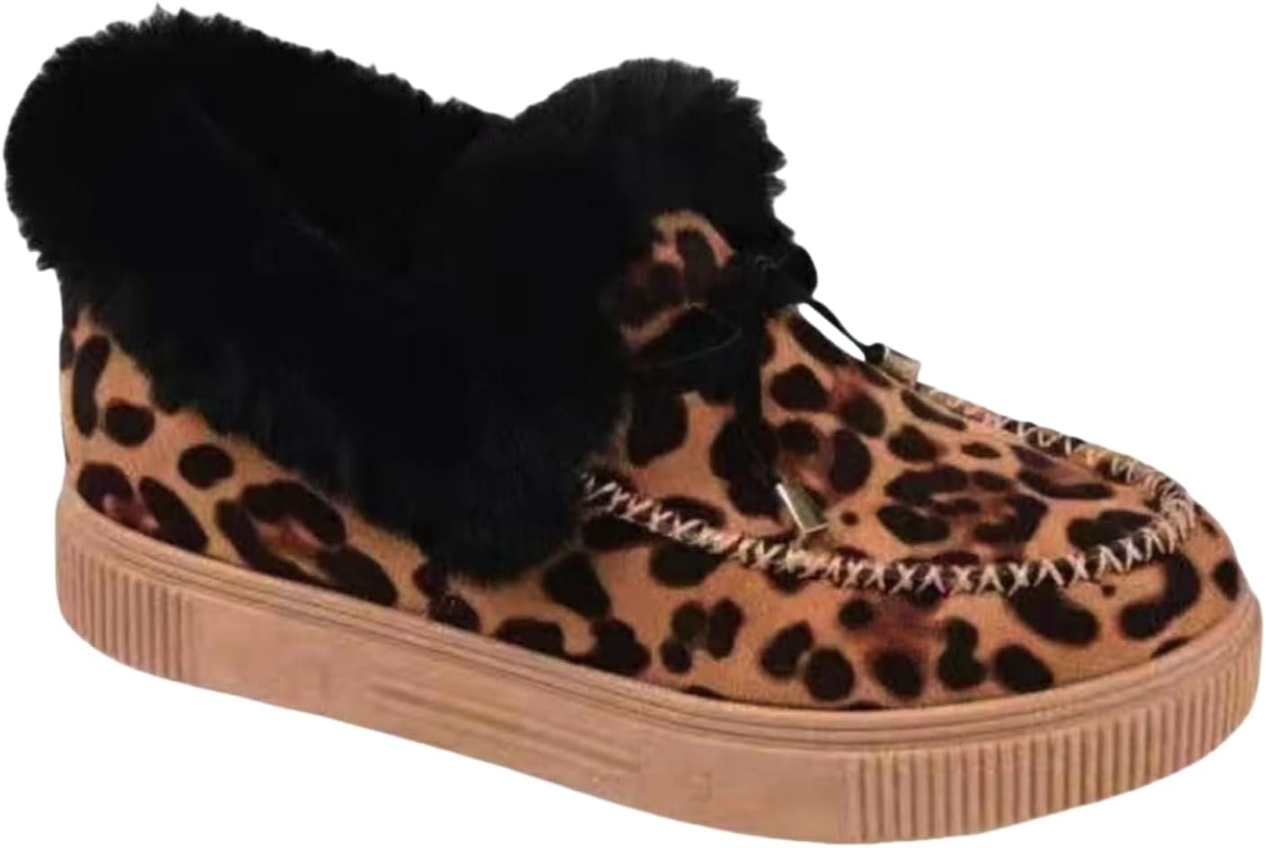 

Женские зимние ботинки с плоской подошвой, круглым носком, толстой подошвой, с меховой подкладкой, ботильоны до щиколотки, теплые, прочные, ортопедические с поддержкой свода стопы, на платформе, повседневная модная обувь Generic, коричневый