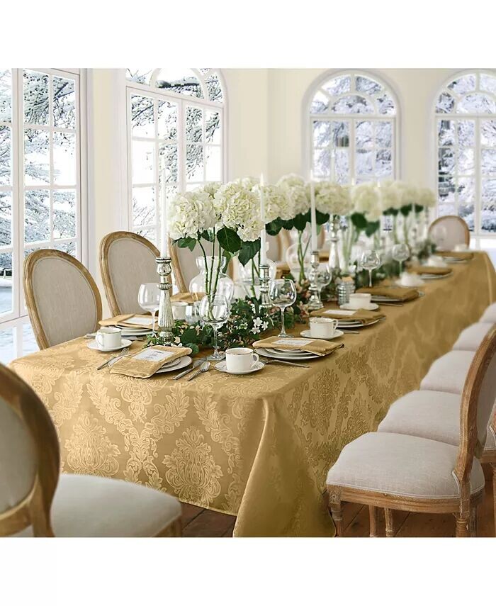 

Продолговатая скатерть Barcelona Damask, 60 x 144 дюйма Elrene, золото