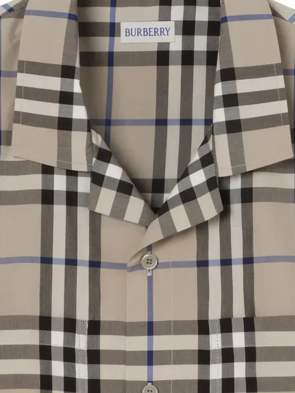 Рубашка Burberry из хлопкового поплина в клетку, короткий рукав, нейтральные — фото 2
