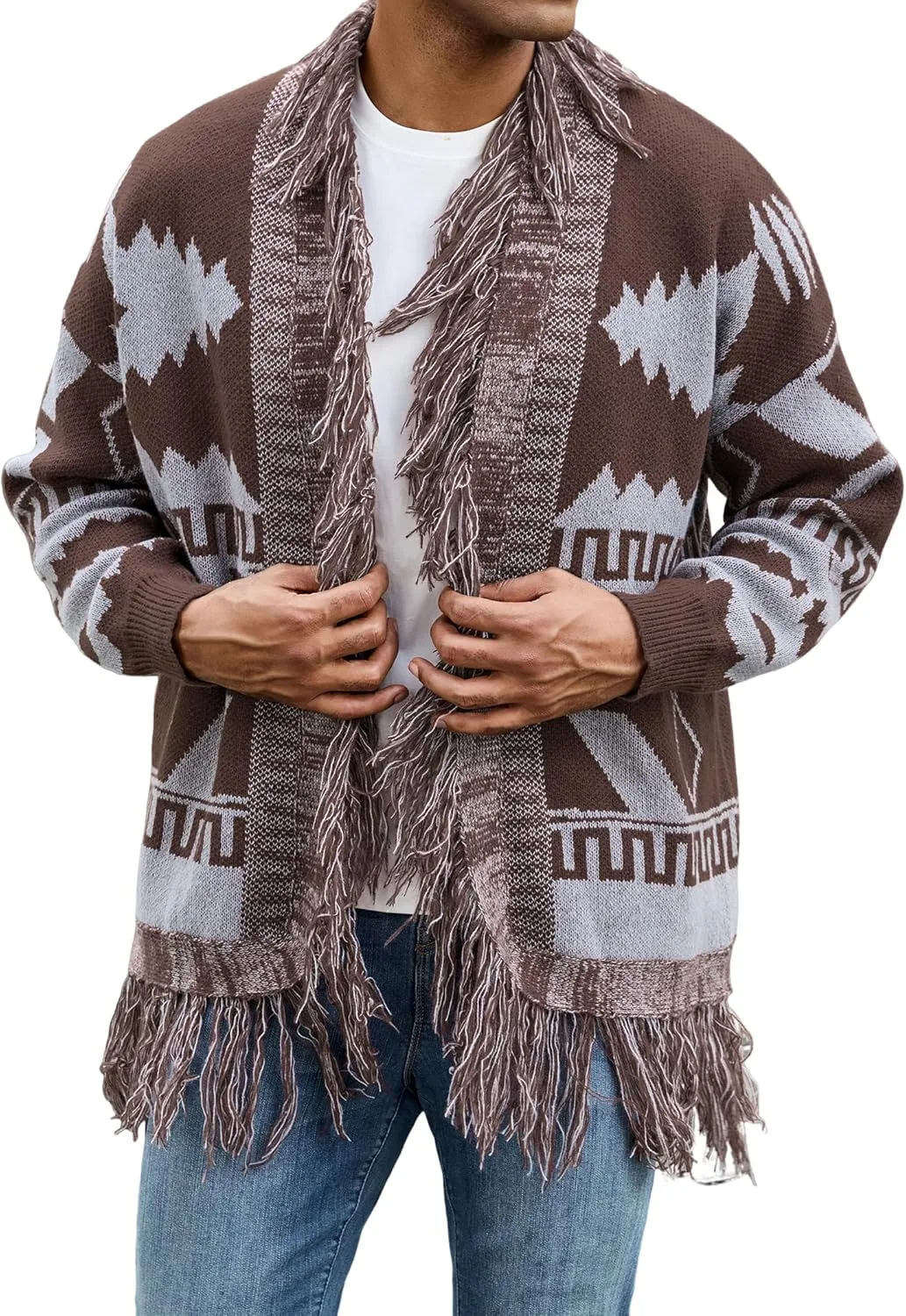 

ZAFUL мужской кардиган V-образным вырезом на пуговицах с узором satellite