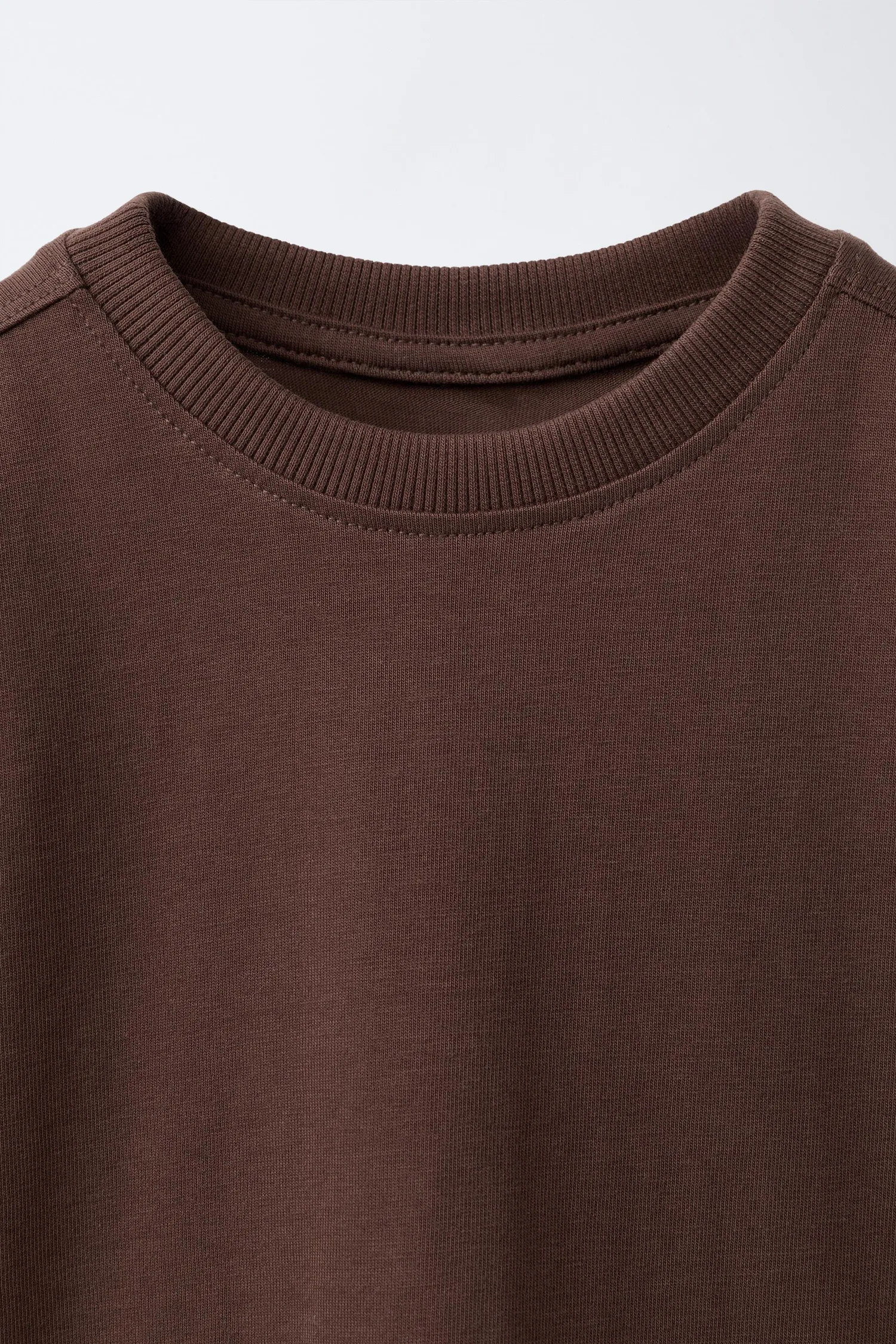 Однотонная футболка средней плотности Zara, светло-коричневый — фото 3