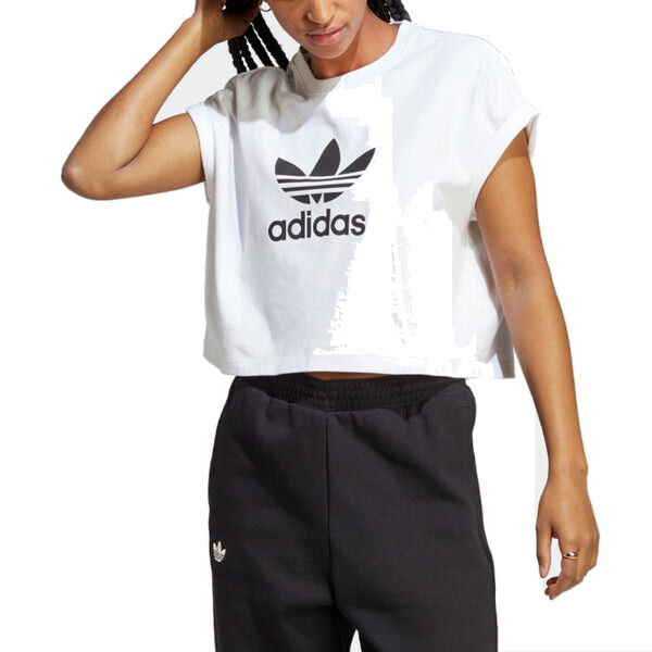 Футболка adicolor classics короткая футболка с трилистником азиатские размеры Adidas, белый — фото 3