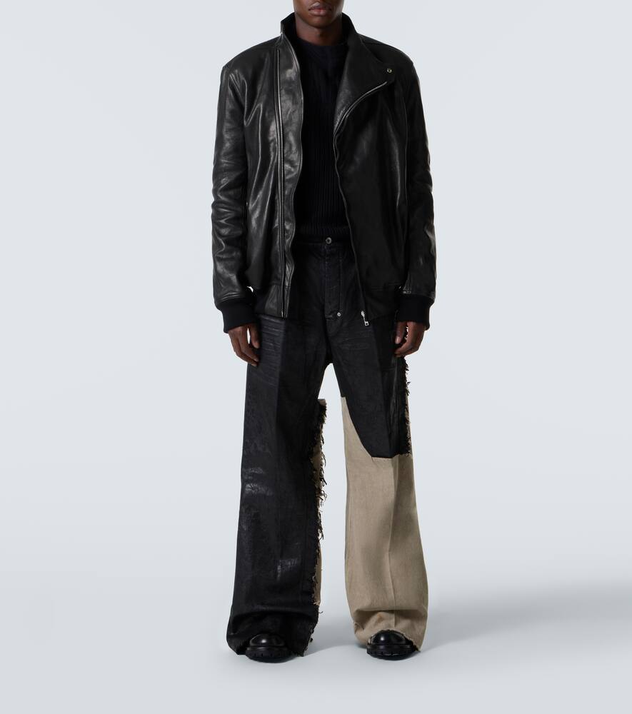 Джинсы Joris широкие состаренные с покрытием Rick Owens, Black/Natural — фото 2