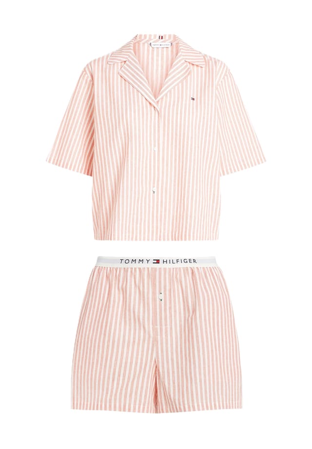 

Короткие льняные шорты с логотипом на поясе Tommy Hilfiger, розовый
