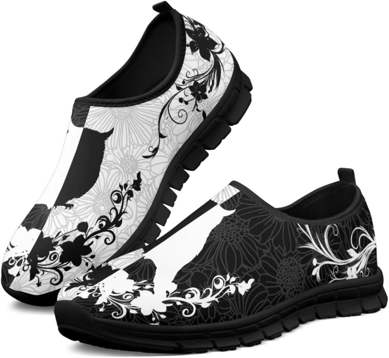 

Мужские слипоны Howilath Boho с цветочным узором, кроссовки для бега, повседневная спортивная обувь, обувь без шнурков с противоскользящей подошвой, белый