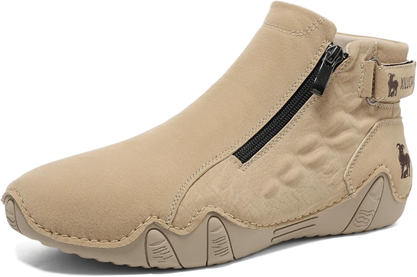 

Мужские повседневные модные ботинки-чукка на щиколотку, комфортные, с круглым носком, с тиснением под аллигатора, с меховой подкладкой, противоскользящие, с боковой молнией, для улицы, высокие, для вождения и ходьбы Eggdk, хаки