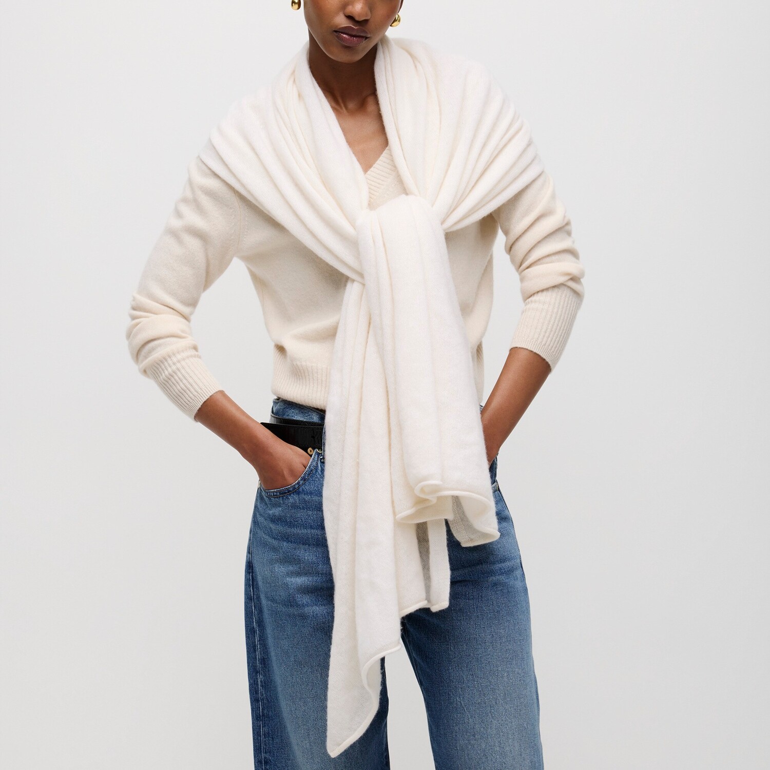 

Оверсайз кашемировый шарф J.Crew, белый
