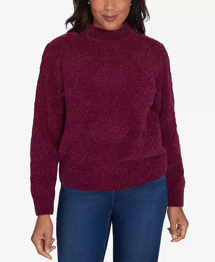 

Водолазка Petite Classics Chenille Diamond Alfred Dunner, красный