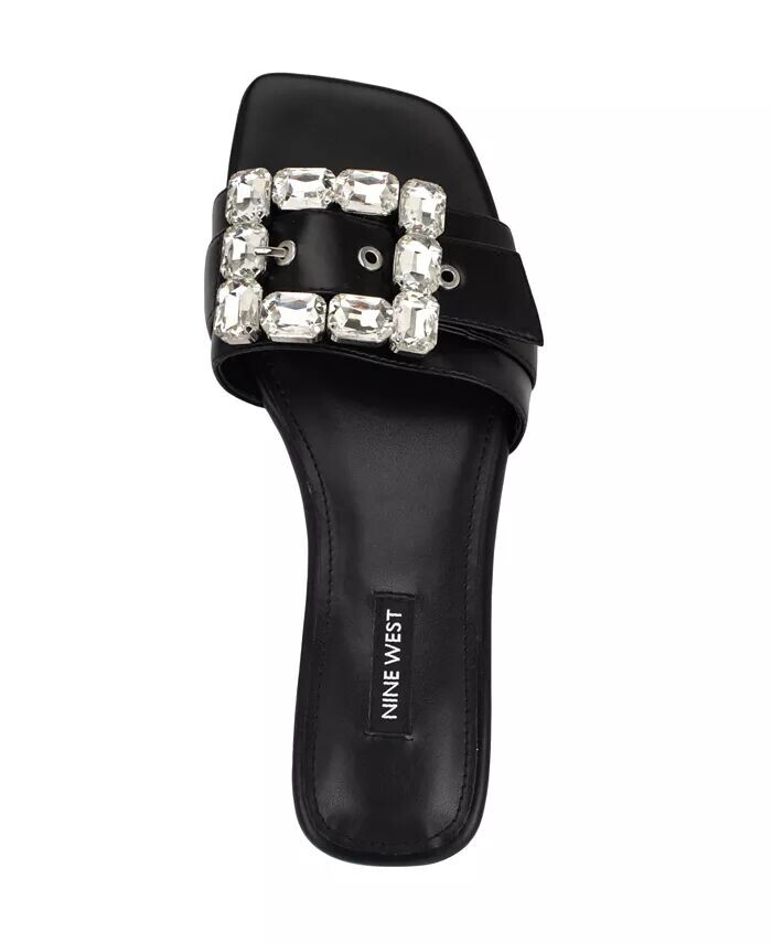 Женские сандалии Matter Slip-On с декоративными элементами на плоской подошве Nine West, черный — фото 4